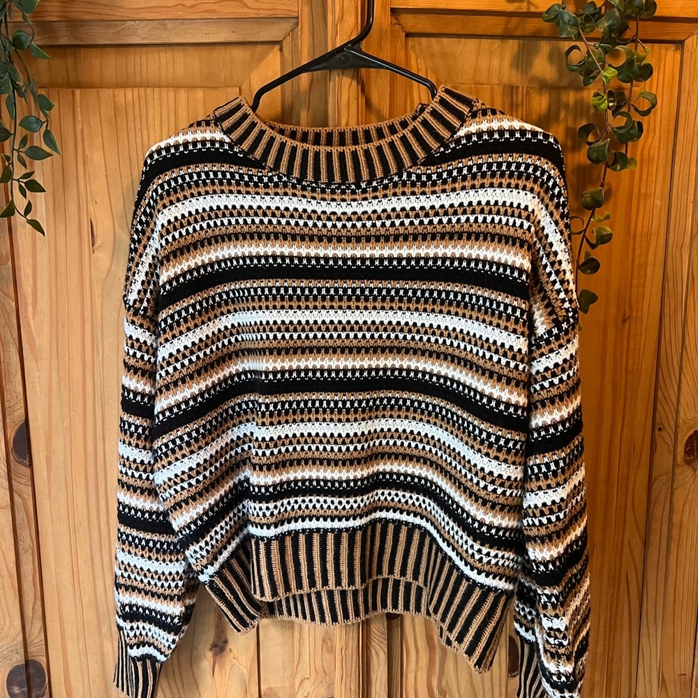 SHEIN NWOT Black and Brown Striped Sweater